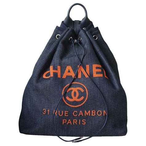 chanel deauville canvas drawstring backpack bag